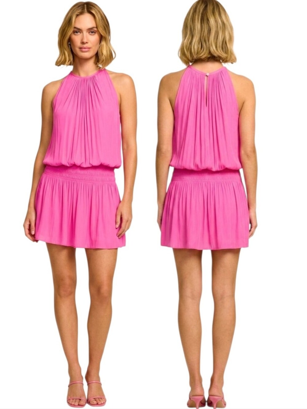 RAMY BROOK "Paris" Dropped Waist Mini Dress In Paradise Pink - Size XS